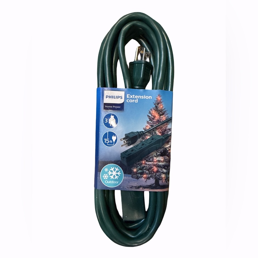 Philips Green Extension Cord
15 ft. 
3 AC
NEW